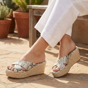 Kelsi Dagger Bianca Snake Print Espadrille Wedge Slides Size 8.5 Flawed Peeling